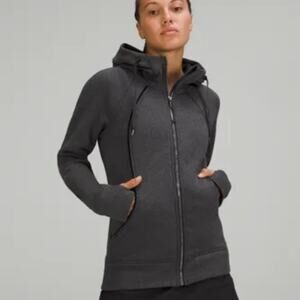 Athleta fuse scuba zipper hoodie gray with black size medium